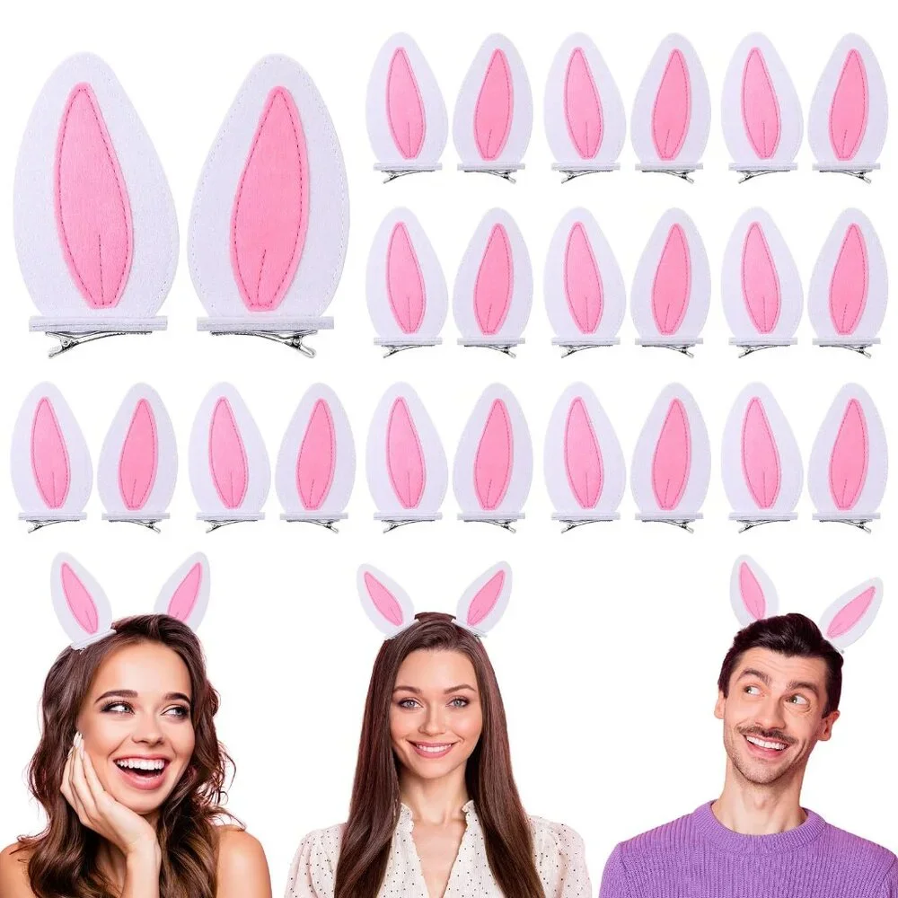 24 Pcs Bunny Ears Hair Clips 4.7In Costume Accessories Party Favors